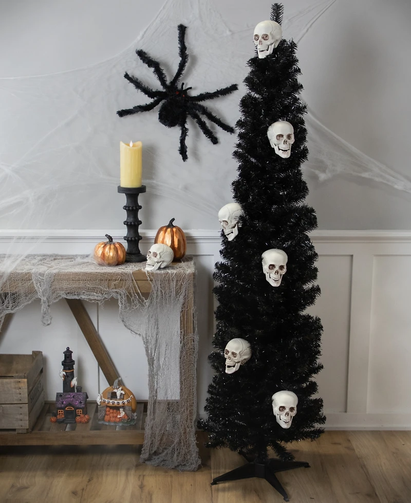 Northlight 6' Charcoal Brown Iridescent Slim Artificial Tinsel Halloween Tree Unlit
