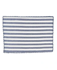 Saro Lifestyle Classic Striped Whipstitch Pom Placemat Set of 4,14"x20"
