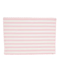 Saro Lifestyle Classic Striped Whipstitch Pom Pom Placemat Set of 4,14"x20"