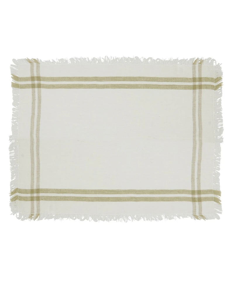 Saro Lifestyle Trendy Fringed Stripe Placemat Set of 4,13"x19"
