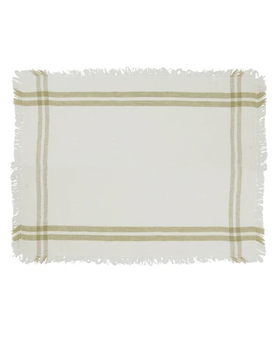 Saro Lifestyle Trendy Fringed Stripe Placemat Set of 4,13"x19"