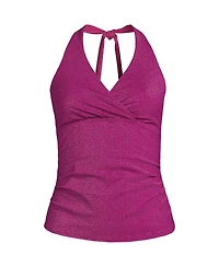 Lands' End Women's Chlorine Resistant Shine V-neck Halter Tankini Swimsuit Top