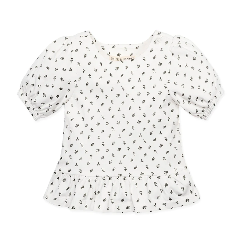 Hope & Henry Girls Bubble Sleeve Knit Peplum Top