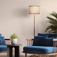 Emery Modern Led Standing Floor Lamp with White Drum Shade (60"), Bulb Included