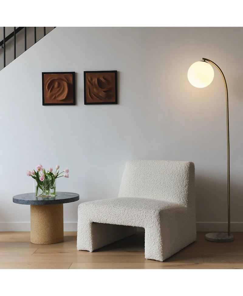 Luna Drop 75" Led Contemporary Floor Lamp with Marble Base Frosted Glass Globe