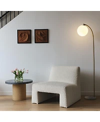 Luna Drop 75" Led Contemporary Floor Lamp with Marble Base Frosted Glass Globe