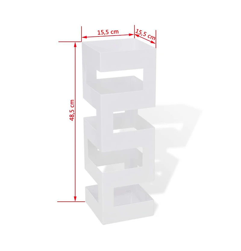 vidaXL White Square Umbrella Stand Storage Holder Walking Stick Steel 19.1"