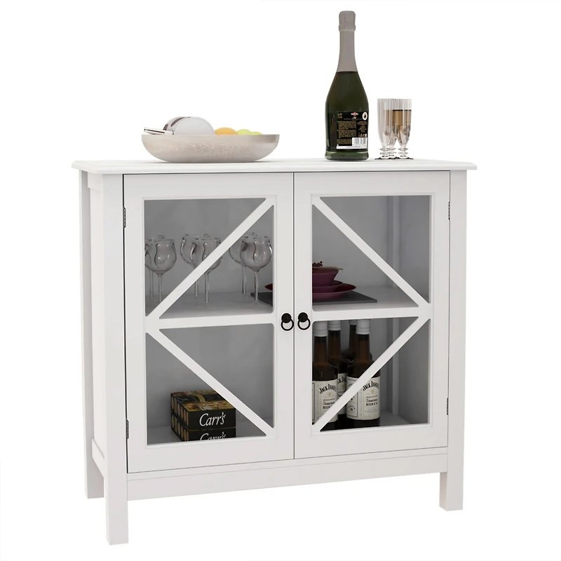Simplie Fun Kitchen Cabinet With Double Glass Doors