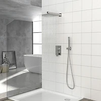 12" Rain Shower Head Systems, Brushed Nickel, Wall Mounted Shower