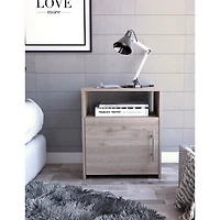 Simplie Fun Nordico Nightstand, One Shelf, Single Door Cabinet, Metal Handle - Light Gray