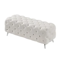 Streamdale Furniture Button-Tufted Ottoman Bench, Upholstered Velvet Footrest Stool Accent Bench For Entryway