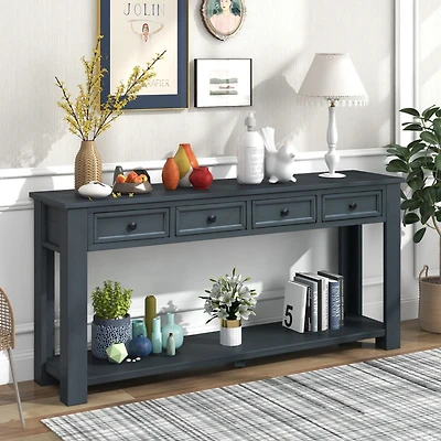 Simplie Fun Console Table/Sofa Table With Storage Drawers And Bottom Shelf For Entryway Hallway