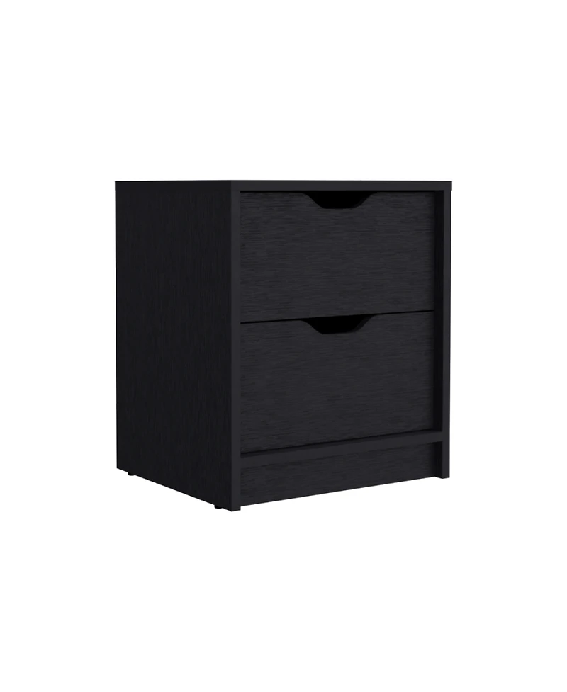 Streamdale Basilea 2 Drawers Nightstand, Pull Out System - Black