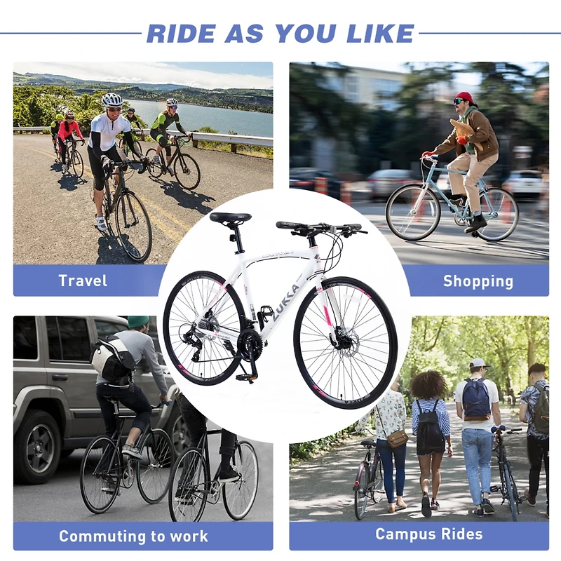 Streamdale 24-Speed Hybrid Bike with Disc Brakes
