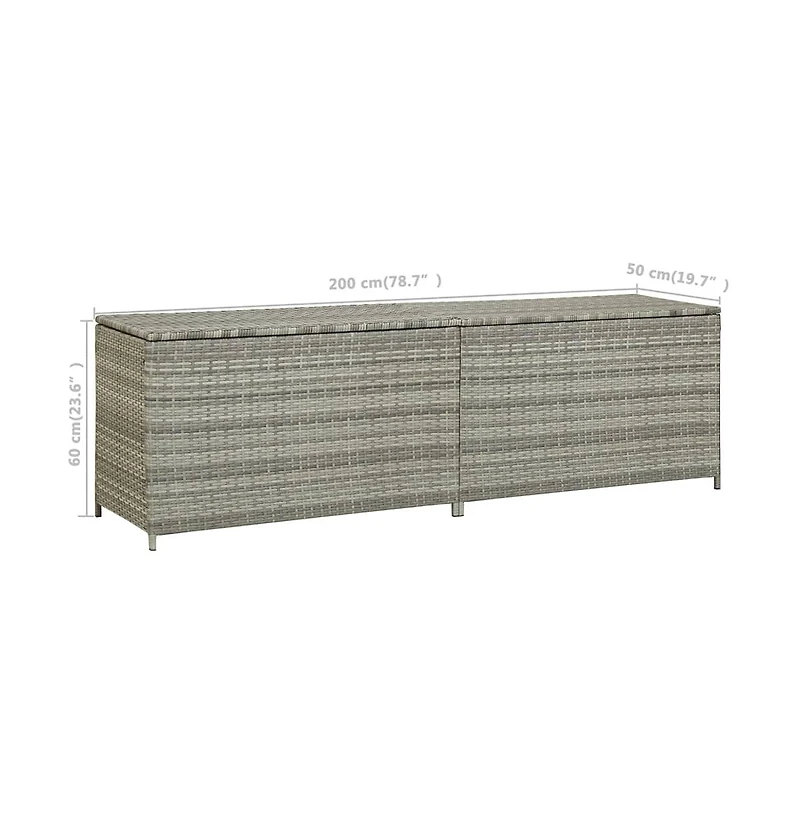 vidaXL Patio Storage Box Poly Rattan 78.7"x19.6"x23.6" Gray
