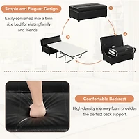 Simplie Fun Espresso Linen Folding Ottoman Sleeper Bed with 250 lbs Weight Capacity