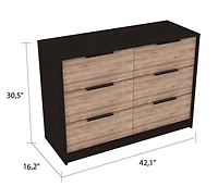 Streamdale Longhill 6-Drawer Rectangle Dresser Black Wengue And Pine