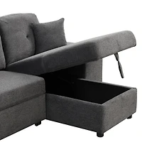 Streamdale Sectional Sofa Bed with Storage Chaise and 2 Stools