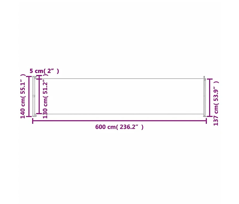 Patio Retractable Side Awning 55.1"x236.2" Brown