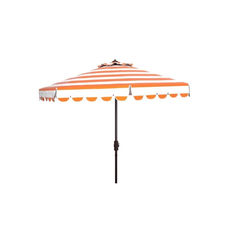 Safavieh Maui Single Scallop Striped 9Ft Crank Push Button Tilt Umbrella