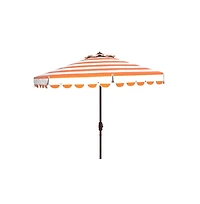 Safavieh Maui Single Scallop Striped 9Ft Crank Push Button Tilt Umbrella