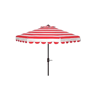 Safavieh Maui Single Scallop Striped 9Ft Crank Push Button Tilt Umbrella
