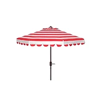 Safavieh Maui Single Scallop Striped 9Ft Crank Push Button Tilt Umbrella