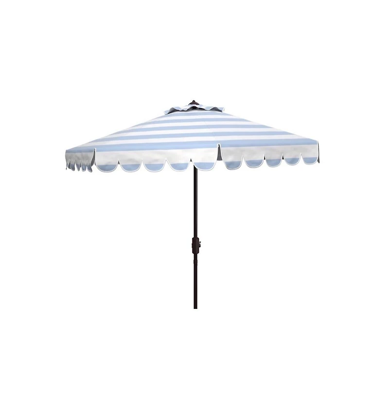 Safavieh Maui Single Scallop Striped 9Ft Crank Push Button Tilt Umbrella
