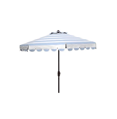 Safavieh Maui Single Scallop Striped 9Ft Crank Push Button Tilt Umbrella