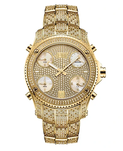 Jbw Men's Jet Setter Platinum Series Diamond (3 ct. t.w.) 18K Gold-Plated Stainless Steel Watch, 50Mm