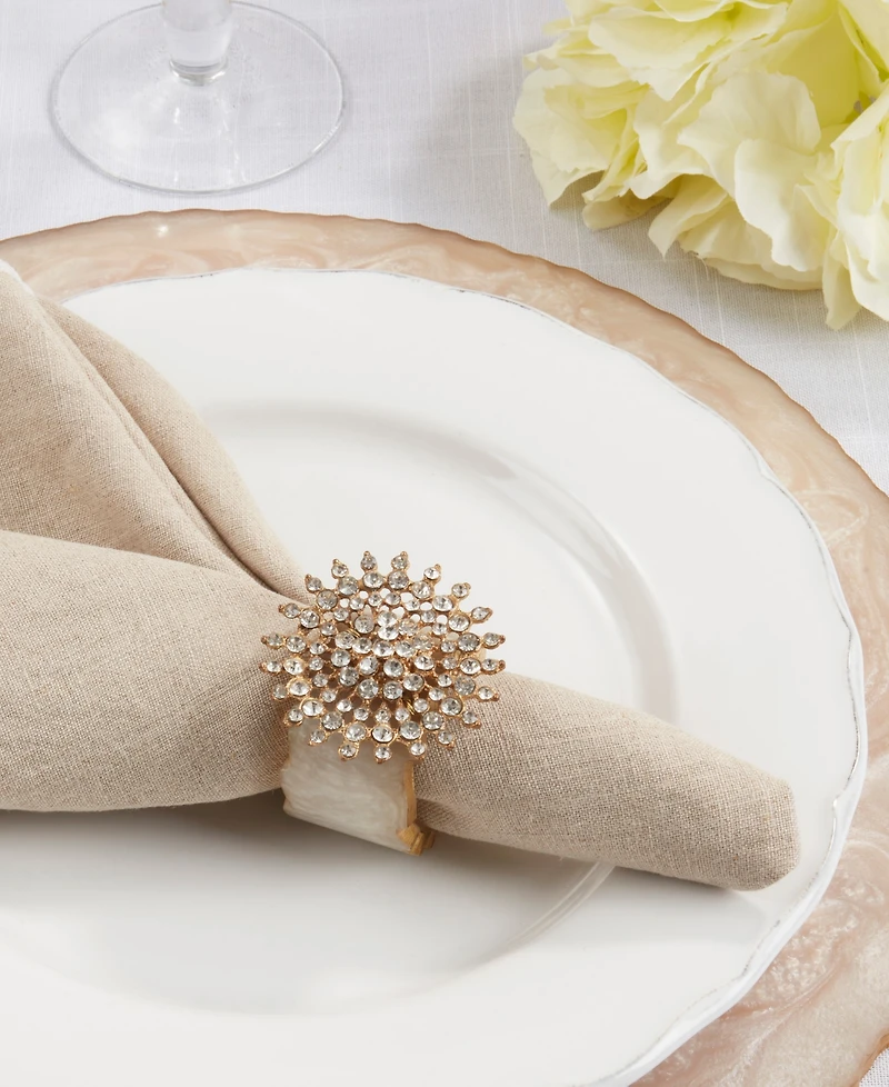 Saro Lifestyle Beaded Elegance Resin Napkin Ring Set of 4