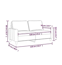 vidaXL 2-Seater Sofa Black 47.2" Fabric