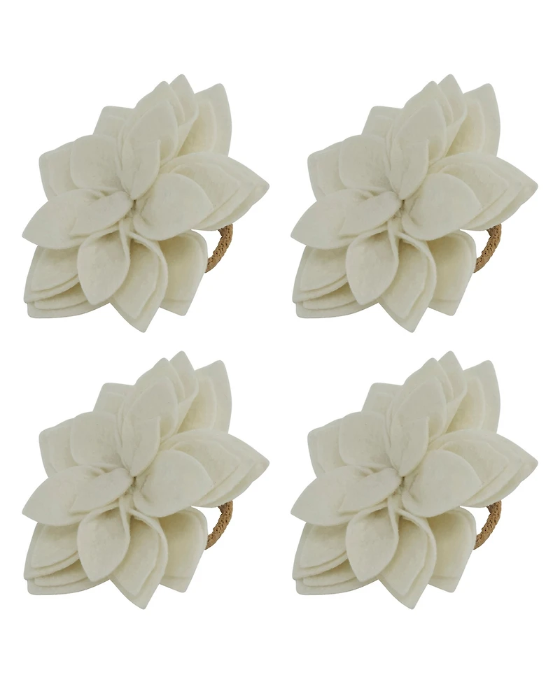 Saro Lifestyle Felt Blossom Napkin Ring, Set of 4