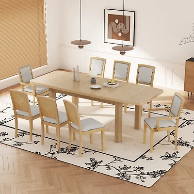 Streamdale 9-Piece Rustic Dining Set with Extendable Table