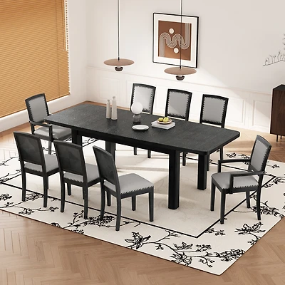 Streamdale 9-Piece Rustic Dining Set with Extendable Table