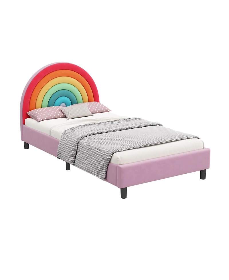 Simplie Fun Colorful Rainbow Design Twin Platform Bed