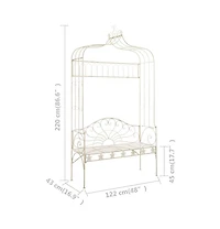 vidaXL Patio Bench 48" Iron Antique White