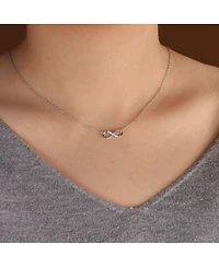 Bling Jewelry Pave Cz Figure 8 Station Style Promise Forever Love Knot Infinity Necklace Pendant Sterling Silver Cubic Zirconia