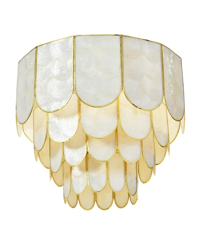 Storied Home 14" Round 4-Tier Capiz and Metal Flush Mount Ceiling Light