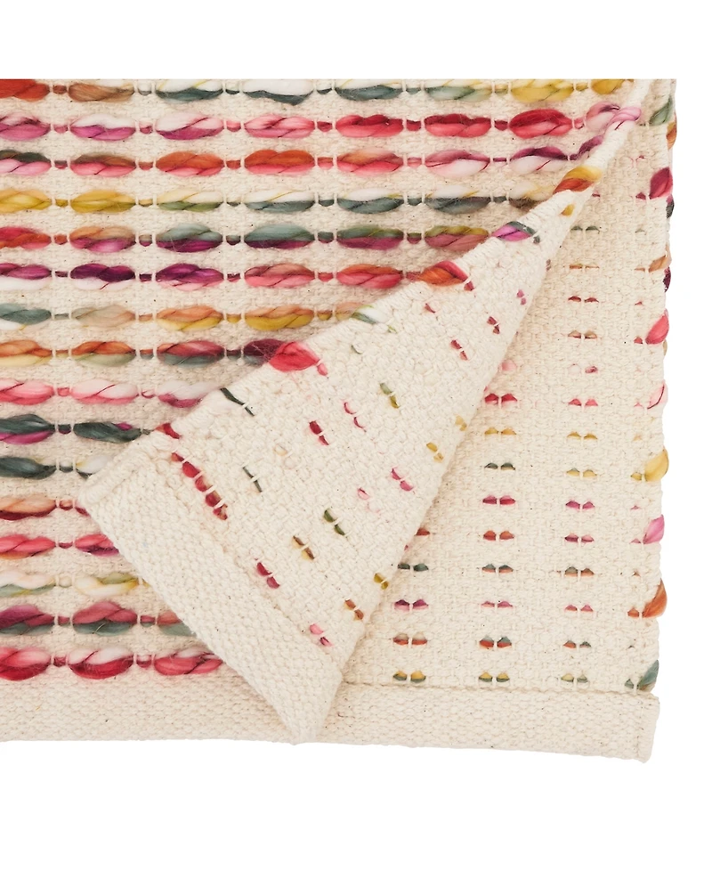Saro Lifestyle Woven Rainbow Stripe Delight Table Runner, 16"x72"