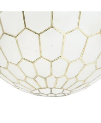 Storied Home Capiz Honeycomb Globe Pendant Light Capiz White Seashells