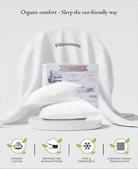 Purity Home 300 Thread Count Brushed Cotton Percale Pillowcase Pair, King