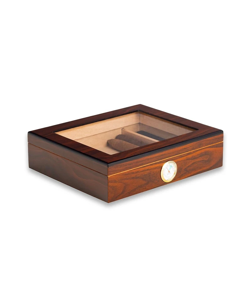 Bey-Berk Walnut Finish 12 Cigar Humidor with Hygrometer.