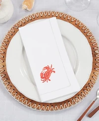 Saro Lifestyle Ocean Treasures Embroidered Crab Napkin Set of 6, 20"x20"
