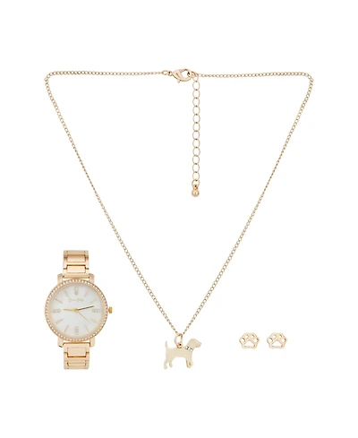 Jessica Carlyle Women's Gold-Tone Metal Alloy Bracelet Watch 38mm Gift Set