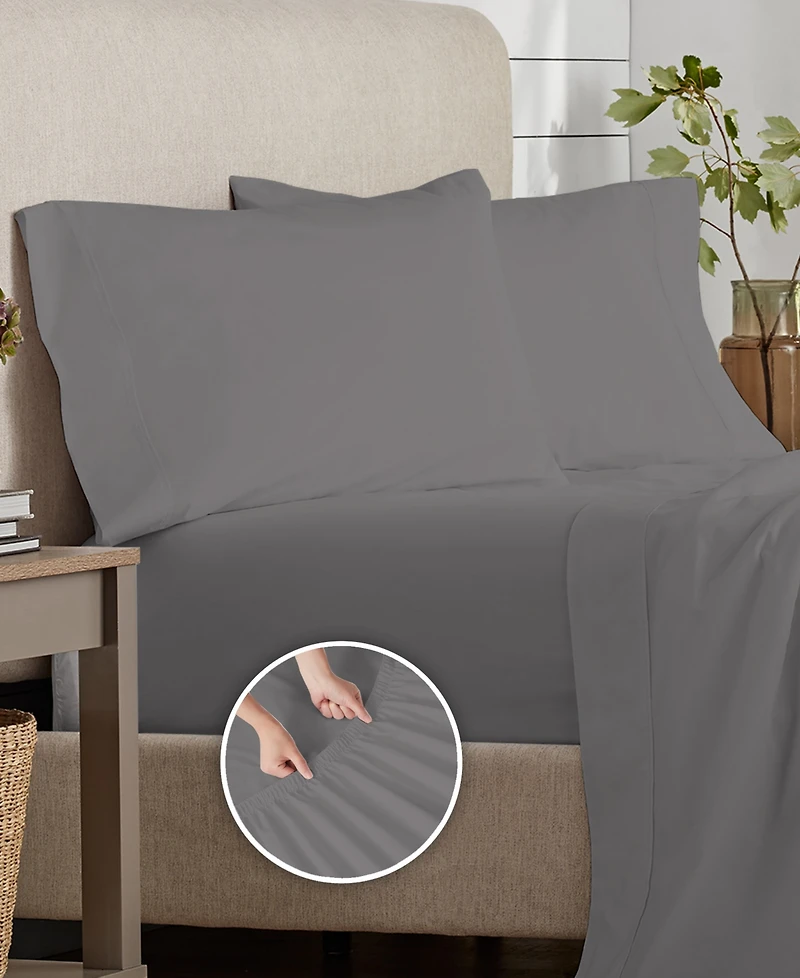Purity Home 300 Thread Count Brushed Cotton Percale 3-Pc. Sheet Set, Twin