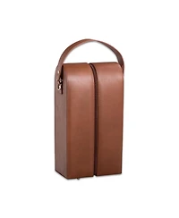 Bey-Berk Leather Wine Caddy for Two Bottles and Bar Tool with Corkscrew, Bottle Cap Opener Foil Cutter.