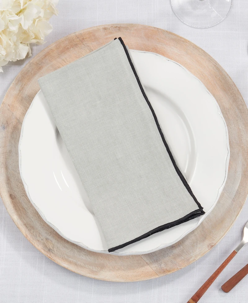 Saro Lifestyle Stonewashed Stitch Border Table Napkins Set of 4,20"x20"