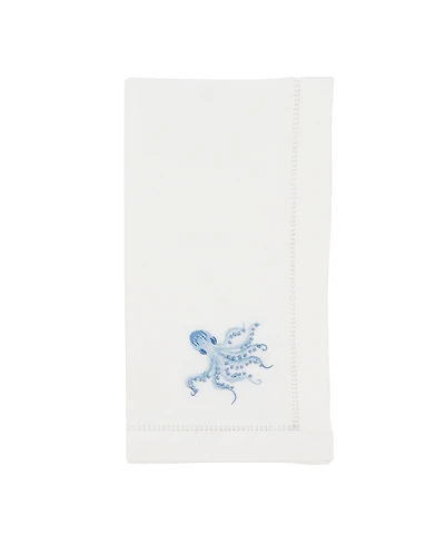 Saro Lifestyle Ocean Treasures Embroidered Octopus Napkin Set of 6, 20"x20"