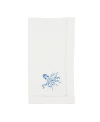 Saro Lifestyle Ocean Treasures Embroidered Octopus Napkin Set of 6, 20"x20"